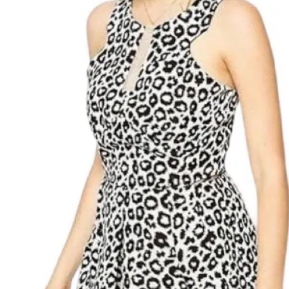 W118 by Walter Baker Leopard Print Black and Cream Dress NWT Sz Large Ret $218