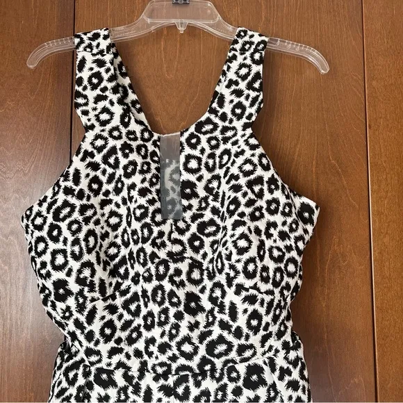 W118 by Walter Baker Leopard Print Black and Cream Dress NWT Sz Large Ret $218