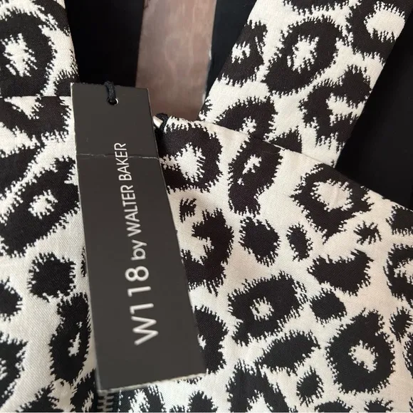W118 by Walter Baker Leopard Print Black and Cream Dress NWT Sz Large Ret $218