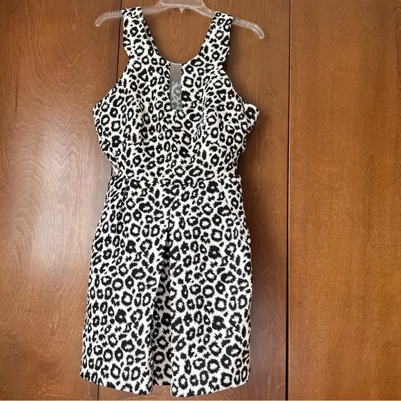 W118 by Walter Baker Leopard Print Black and Cream Dress NWT Sz Large Ret $218