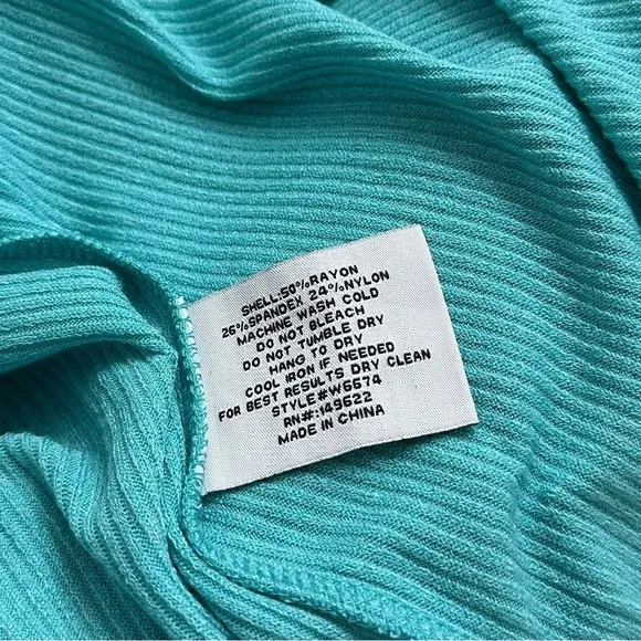 Walter Baker Jolene Ribbed Knit Dress Long Sleeve Aqua Medium NWT RETAIL $248.00