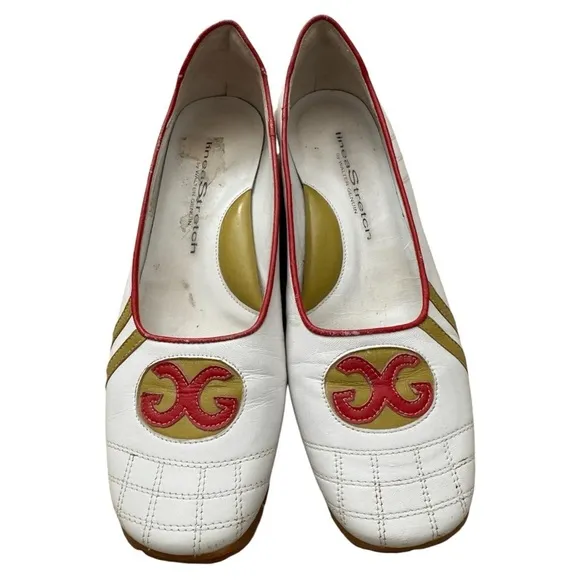 WALTER GENUIN Women SlipOn Leather Linea Stretch Italy White Golf Shoes-Size 6.5