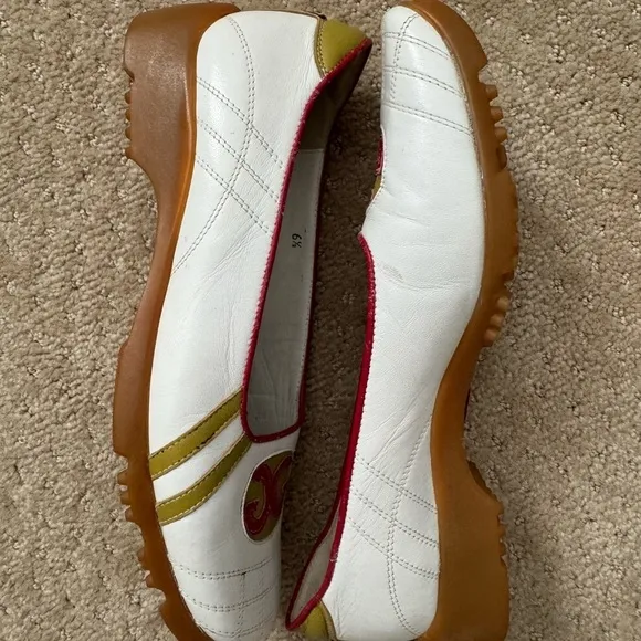 WALTER GENUIN Women SlipOn Leather Linea Stretch Italy White Golf Shoes-Size 6.5
