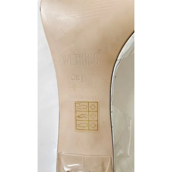 Wet Kiss Clear Crystal Rhinestones Pointed Toe High Heels Shoes Sandals Size 9.5