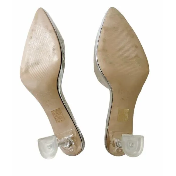 Wet Kiss Clear Crystal Rhinestones Pointed Toe High Heels Shoes Sandals Size 9.5