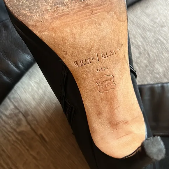 WHBM Ladies 9.5M Bordeaux Leather Stiletto Black Boots