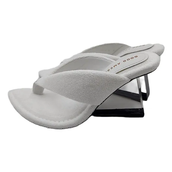 white Good American terrycloth slip on wedge heel | vanilla aesthetic
