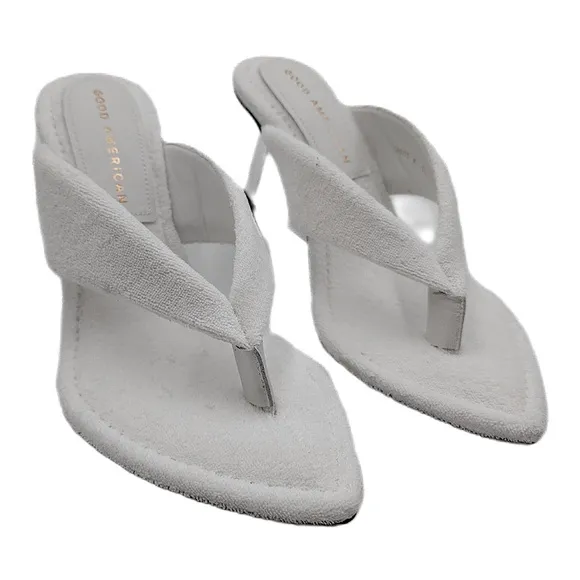 white Good American terrycloth slip on wedge heel | vanilla aesthetic