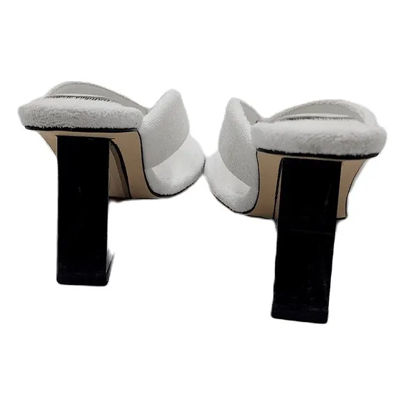 white Good American terrycloth slip on wedge heel | vanilla aesthetic