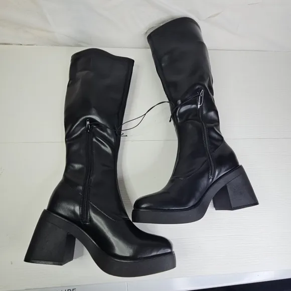 Wild Fable Elegant Knees High Platform Boots  Black New Tall Dress Sizes