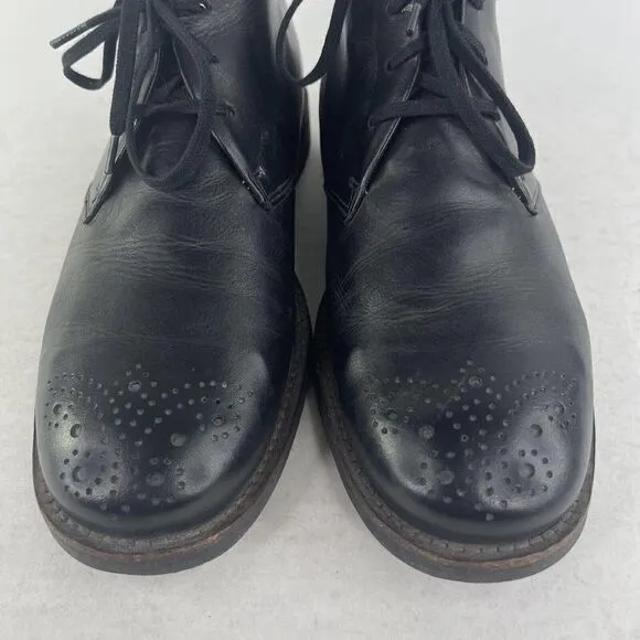 Wolky Men's Black Leather Walking Boot US 9.5 Lace-Up Dress Chukka Boots