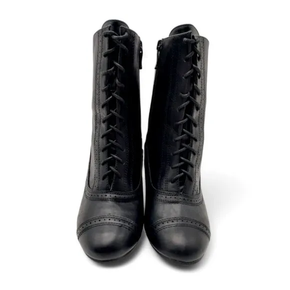 Women's 8 Black Steampunk Industrial Neo Victorian Ankle Booties