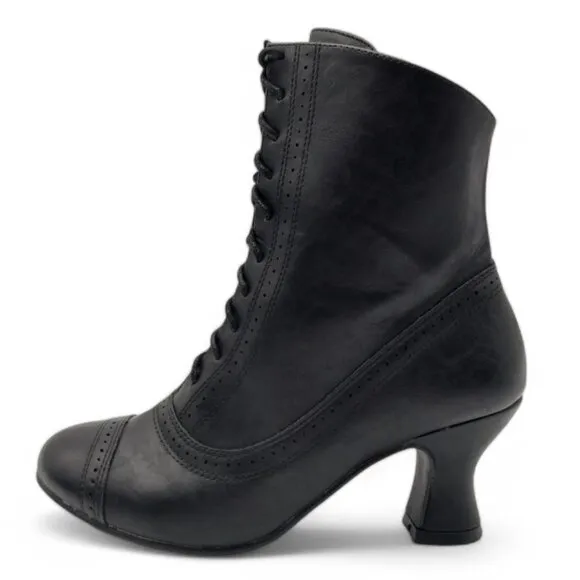 Women's 8 Black Steampunk Industrial Neo Victorian Ankle Booties