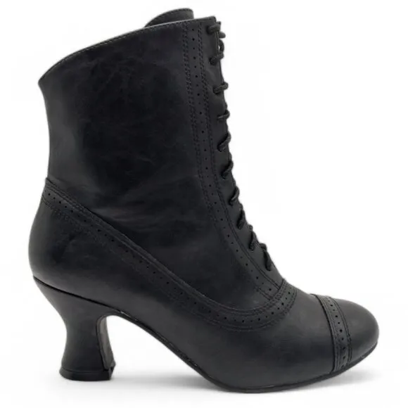 Women's 8 Black Steampunk Industrial Neo Victorian Ankle Booties