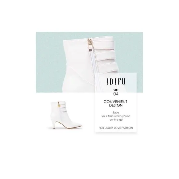 Womens  Ankle Booties Pointed Toe Zipper Heels Boots basic chic white Sz10.