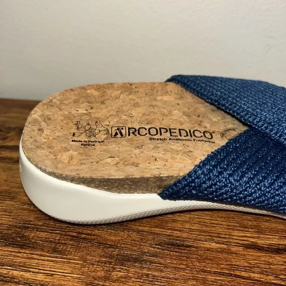 Women's Arcopedico Pantanal Denim Sandals EUR 36/ US 5 Slip On Comfort Shoes