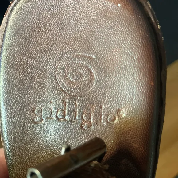 Women's Gidigio Leather Heeled slip on buckle Sandals Size 41 Brown