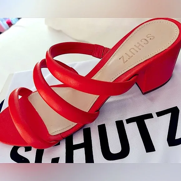 Women’s Leather Sandal Schutz with Dust Bag NIB 8.5 Heel Shoes NWT