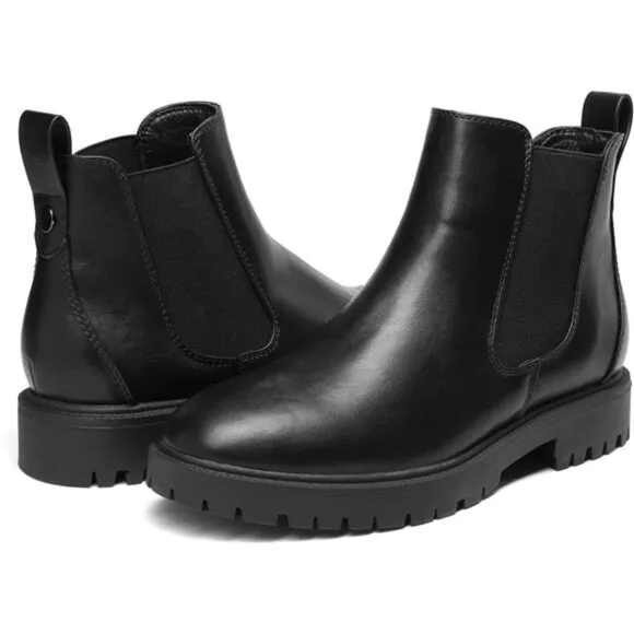 Women's Low Heel Chelsea Ankle Boots Fashion Slip On Elastic Fall Booties Shoes