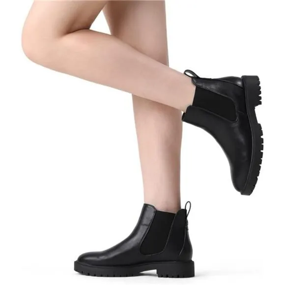 Women's Low Heel Chelsea Ankle Boots Fashion Slip On Elastic Fall Booties Shoes
