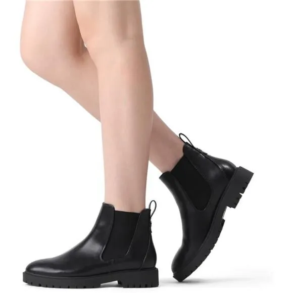 Women's Low Heel Chelsea Ankle Boots Fashion Slip On Elastic Fall Booties Shoes