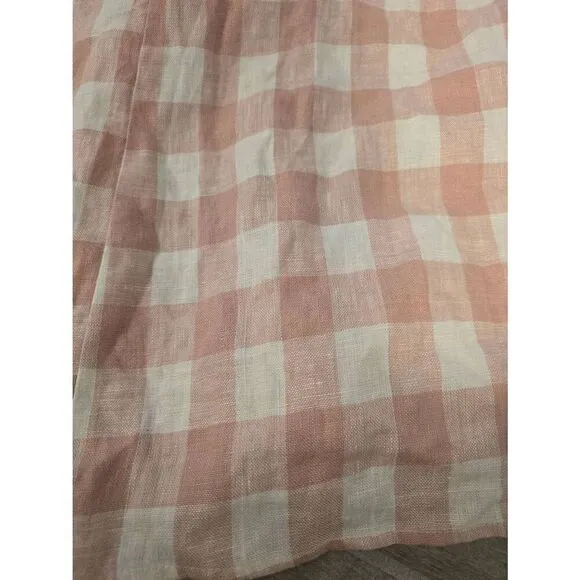 Women's Reformation Sax Skirt Wrap Linen Pink and White Gingham Size Medium