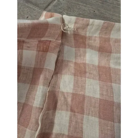 Women's Reformation Sax Skirt Wrap Linen Pink and White Gingham Size Medium