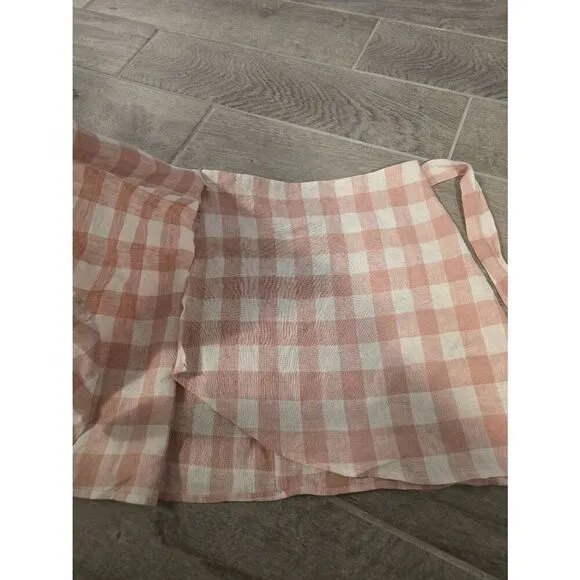 Women's Reformation Sax Skirt Wrap Linen Pink and White Gingham Size Medium