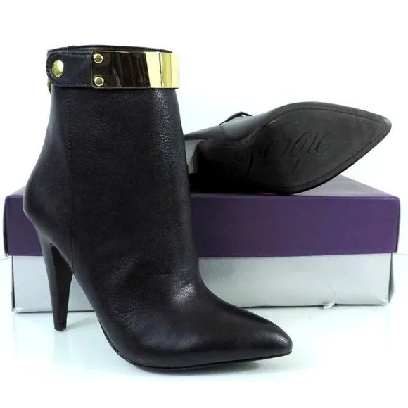 Women's Shoes Fergie Renata Ankle Dress Boots Booties Heels Zip Black Size 7.5