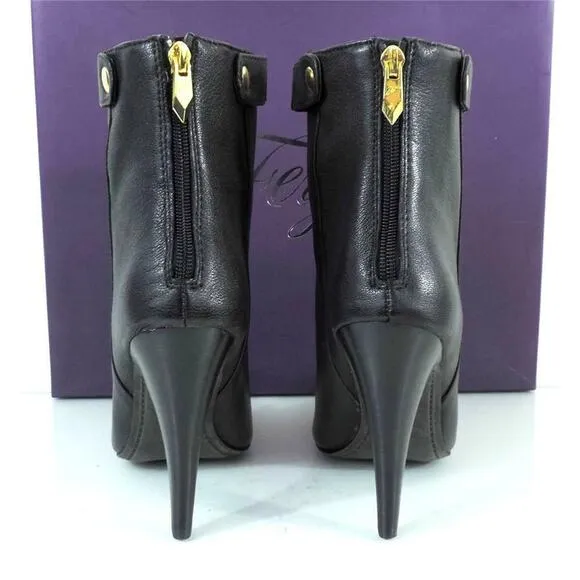 Women's Shoes Fergie Renata Ankle Dress Boots Booties Heels Zip Black Size 7.5