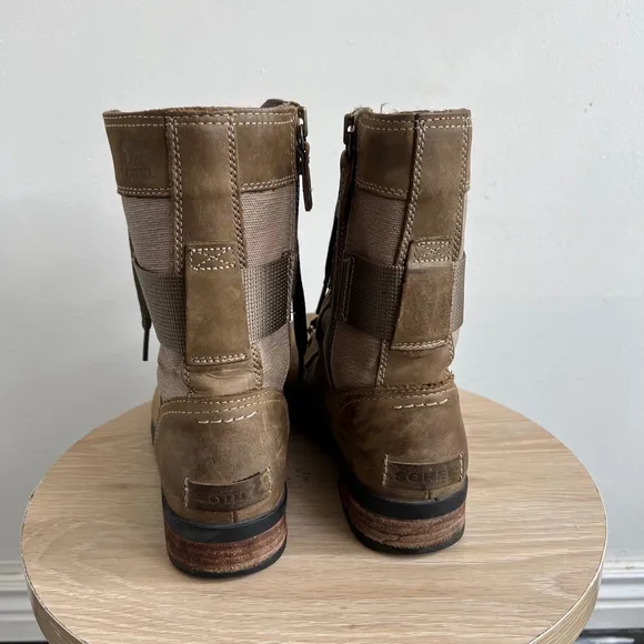 Women's Sorel Waterproof Leather Boots Size 9.5 Brown Tan
