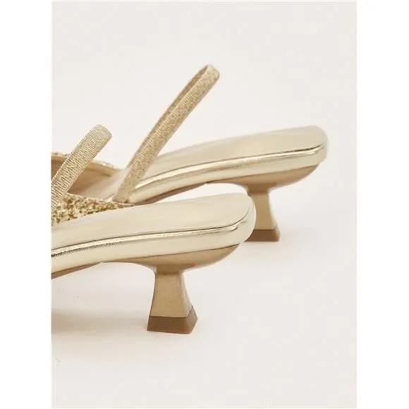Women's Sparkling Stiletto Heels, Solid Color Pointed Toe Slip-On Sandals