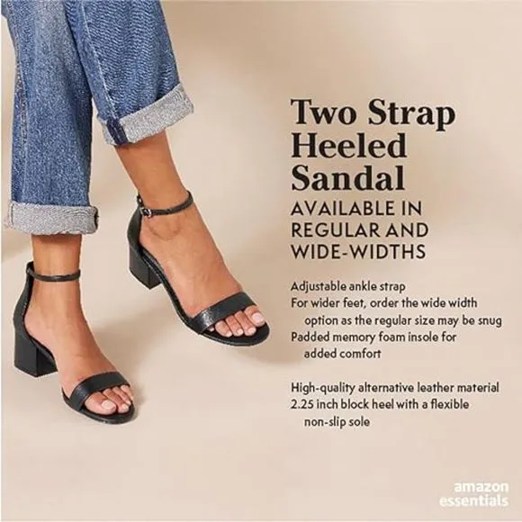 Women's Two Strap Heeled Sandal Made From High-quality Alternative Leather