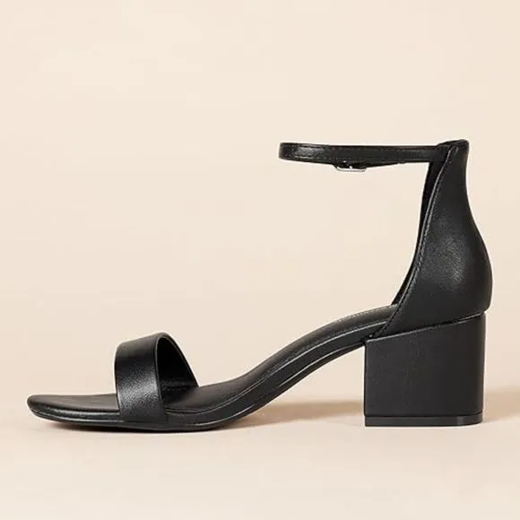 Women's Two Strap Heeled Sandal Made From High-quality Alternative Leather