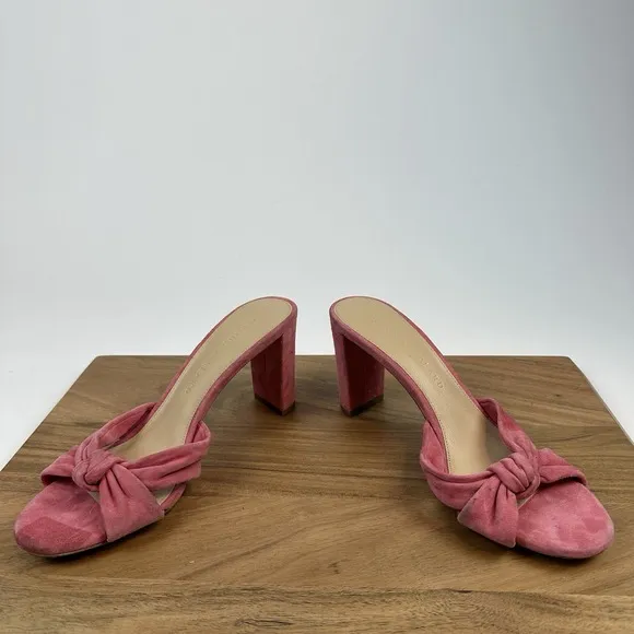 Womens Veronica Beard Ganita Pink Suede Slip On Sandals Heels Size 7.5 M EUC