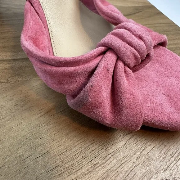 Womens Veronica Beard Ganita Pink Suede Slip On Sandals Heels Size 7.5 M EUC