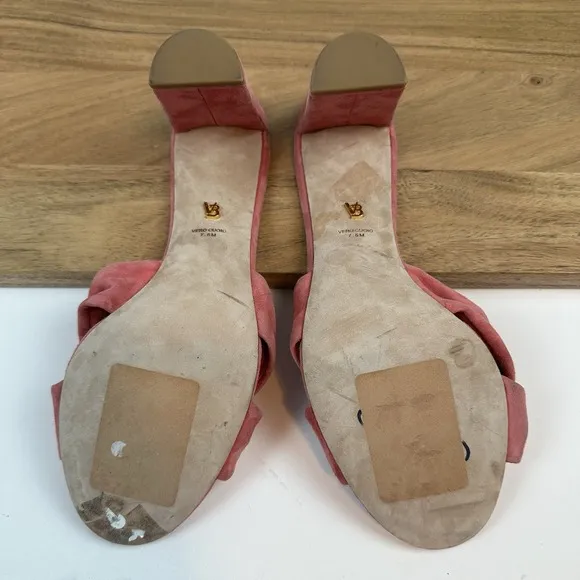 Womens Veronica Beard Ganita Pink Suede Slip On Sandals Heels Size 7.5 M EUC