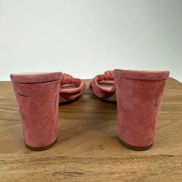 Womens Veronica Beard Ganita Pink Suede Slip On Sandals Heels Size 7.5 M EUC