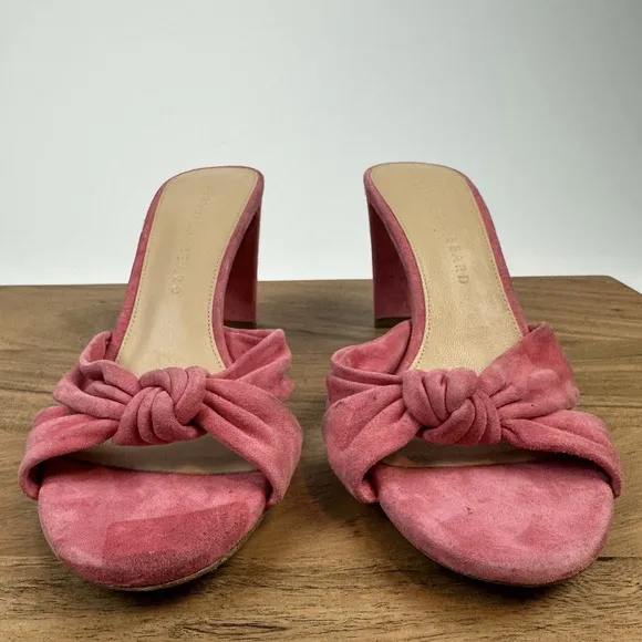 Womens Veronica Beard Ganita Pink Suede Slip On Sandals Heels Size 7.5 M EUC