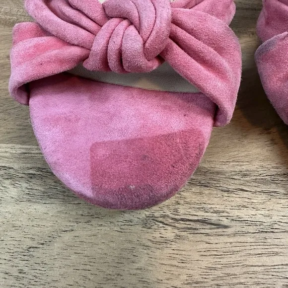 Womens Veronica Beard Ganita Pink Suede Slip On Sandals Heels Size 7.5 M EUC