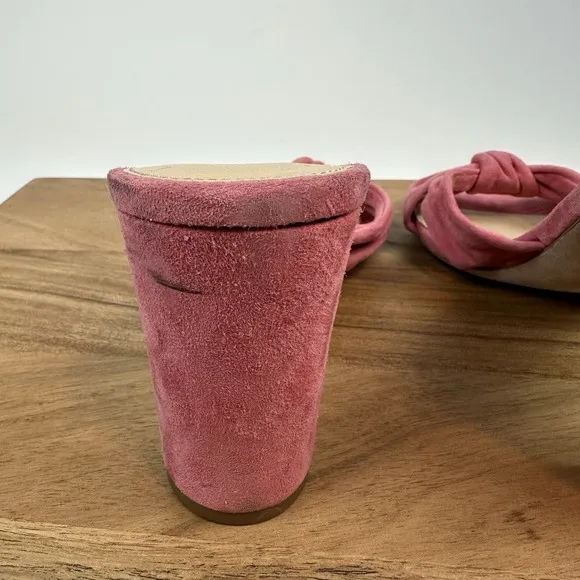 Womens Veronica Beard Ganita Pink Suede Slip On Sandals Heels Size 7.5 M EUC