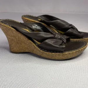 Y2K Bjorndal Leather Cork Platform Wedge Sandals Women’s Size 7