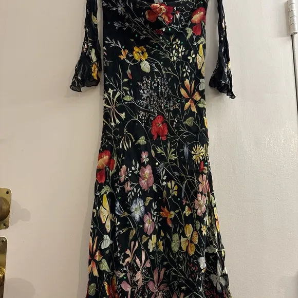 Y2K Rare Rene Derhy Fairy Dress Floral Sequins Small