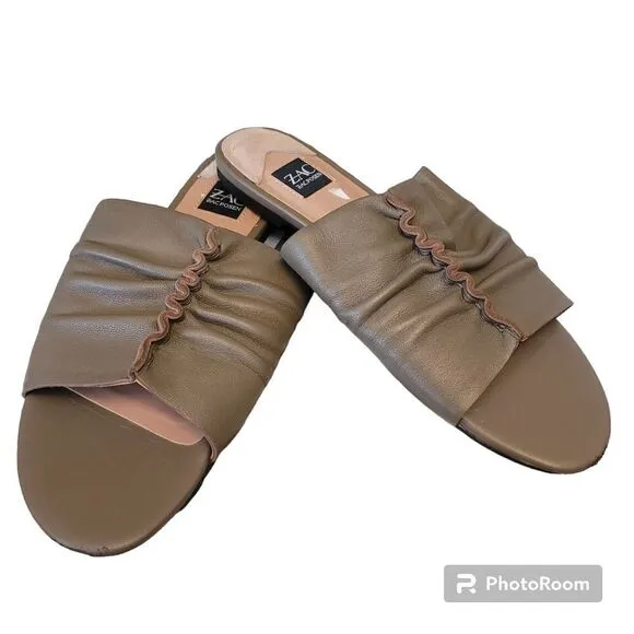Zac Posen ruched  Yana sandals in khaki olive green