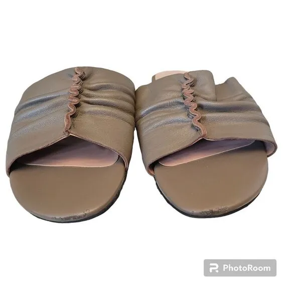Zac Posen ruched  Yana sandals in khaki olive green