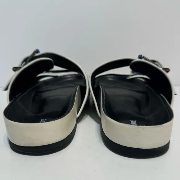 Zadig &amp; Voltaire Keith Double Strap Off White Leather Sandals Size 39
