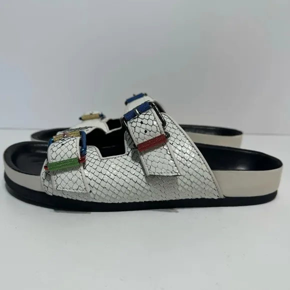 Zadig &amp; Voltaire Keith Double Strap Off White Leather Sandals Size 39