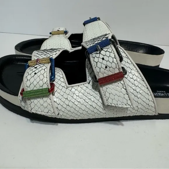 Zadig &amp; Voltaire Keith Double Strap Off White Leather Sandals Size 39