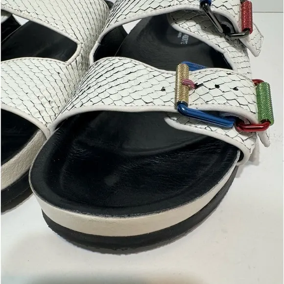 Zadig &amp; Voltaire Keith Double Strap Off White Leather Sandals Size 39