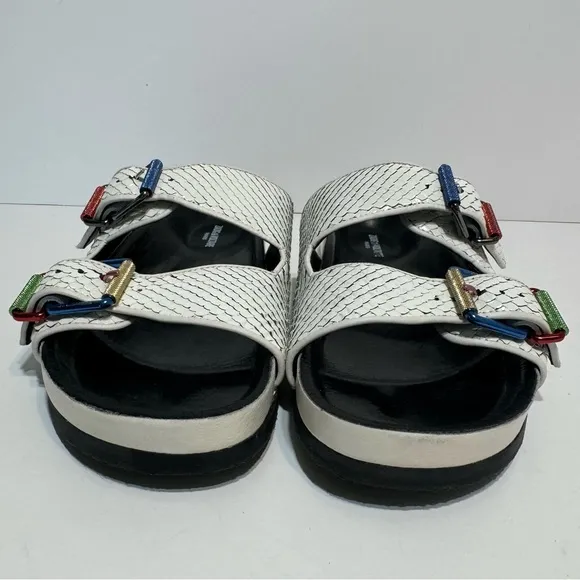 Zadig &amp; Voltaire Keith Double Strap Off White Leather Sandals Size 39